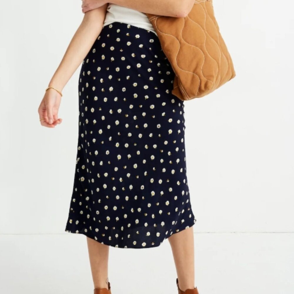 Madewell Daisy Dots Blue Midi Skirt Size 10 Large So cute!